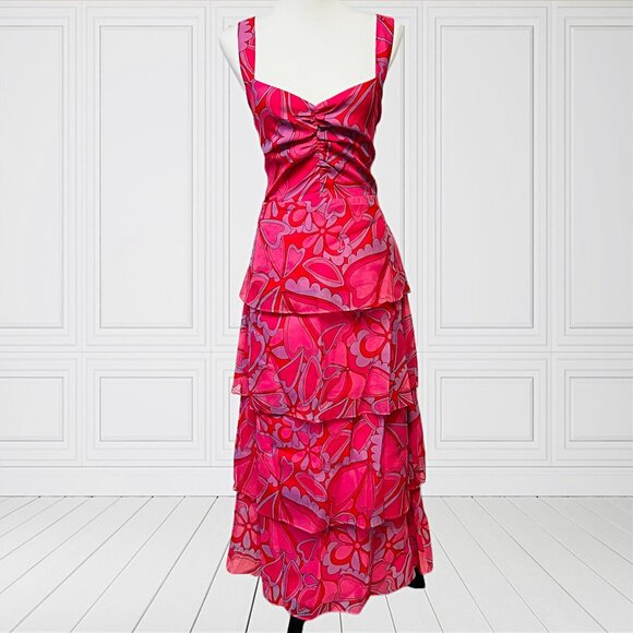 Show Me Your MuMu Cosmopolitan Candy Hearts Midi Dress Sleeveless Tiered Maxi XS - Picture 6 of 13